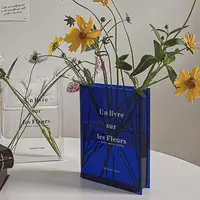 Book Vase for Flowers Nordic Style Clear Acrylic Book Design Vase Transparent Aesthetic Flower Vase Office Home Room Decorations 2