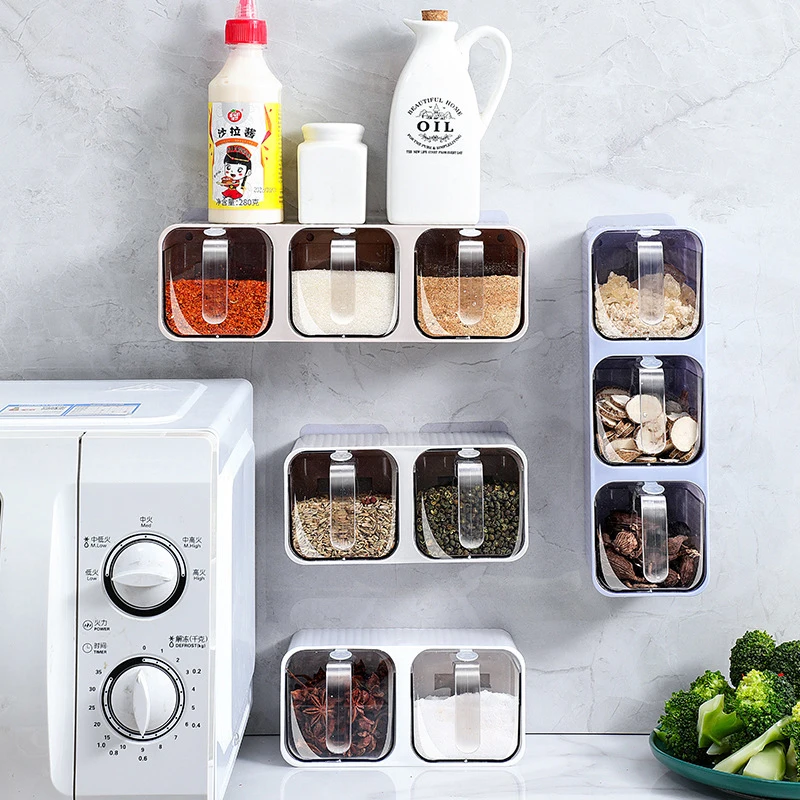 Seasoning Box Kitchen Supplies Wall-mounted Seasoning Storage Monosodium Glutamate Salt Jar Household Jar