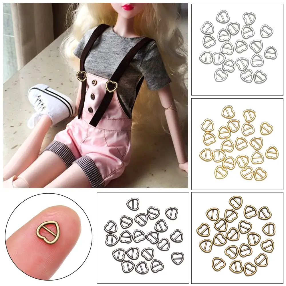 Newest 20/40pcs 4mm Mini Ultra-small Tri-glide Buckle Belt Heart Shaped Buckle Doll Bag Buckles Diy BDoll