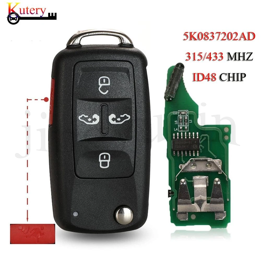 

Jingyuqin складной Автомобильный ключ для Volkswagen VW Sharan Multivan Caravelle 5 кнопок 315/434 МГц ID48 чип 5K0837202AD 7N0837202K