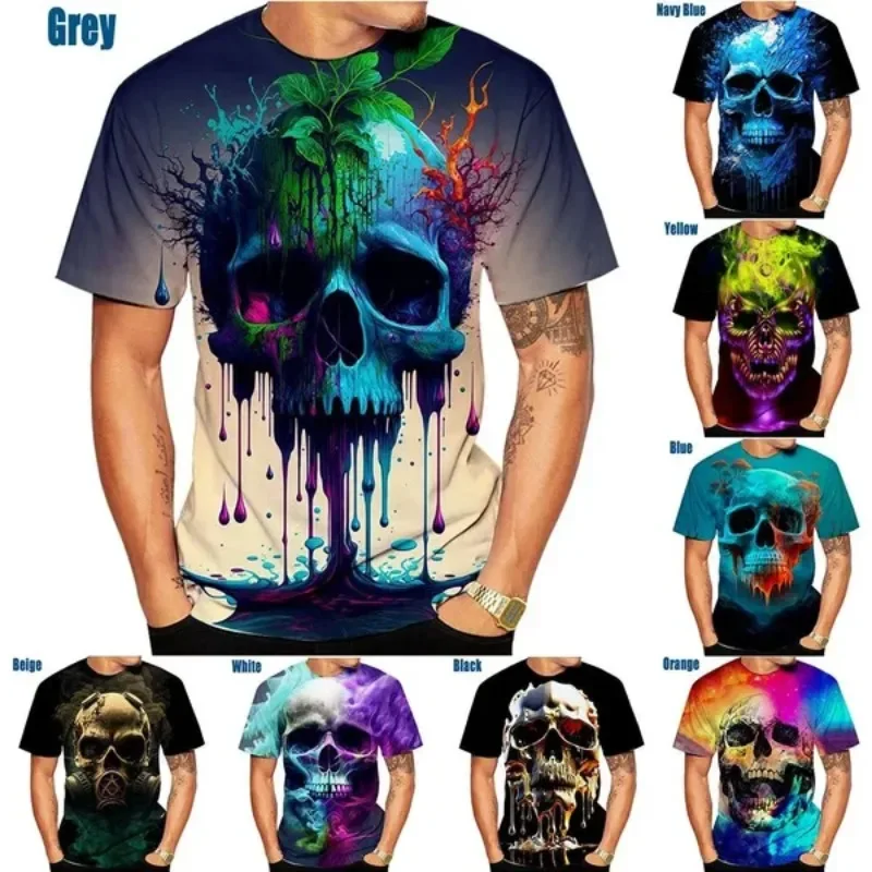 

Skull Print Europe and America Oversized Haikyuu Graphic Cosplay Men's Clothing Top Hot 3d Tshirt Men's Casual T-shirt Tops