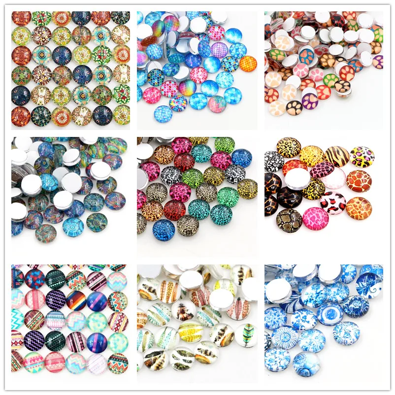 

50pcs 8mm Random Mix Handmade Photo Glass Cabochons DIY Jewelry Making Findings