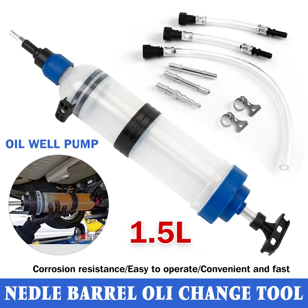 

1.5L Car Oil Fluid Extractor Filling Syringe Bottle Fuel Manual Operation Insertion Transfer Pump Fluid Change Engine Gearbox