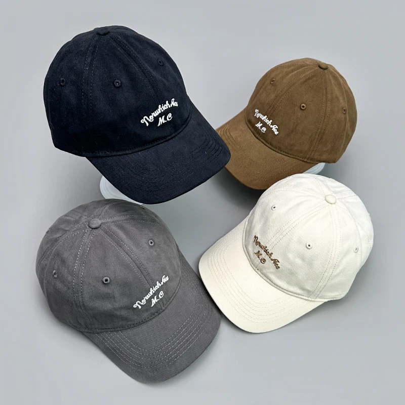 

Retro Letter Embroidery Simple Baseball Hats New Men Women Versatile Breathable Sunshade Wide Eave Snapback Caps Fashion Korean