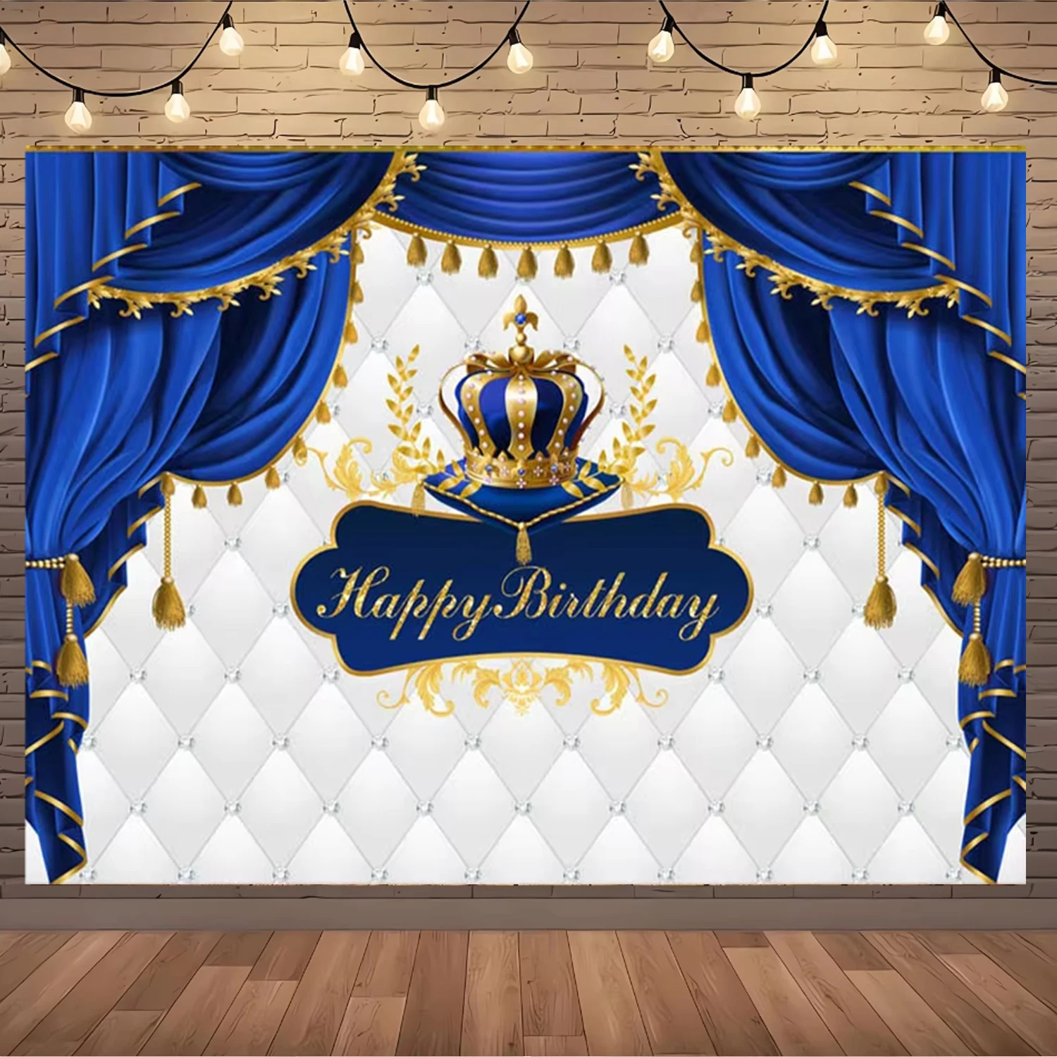 Royal Black And Golden Curtain Birthday Party Decoration Backdrop For...