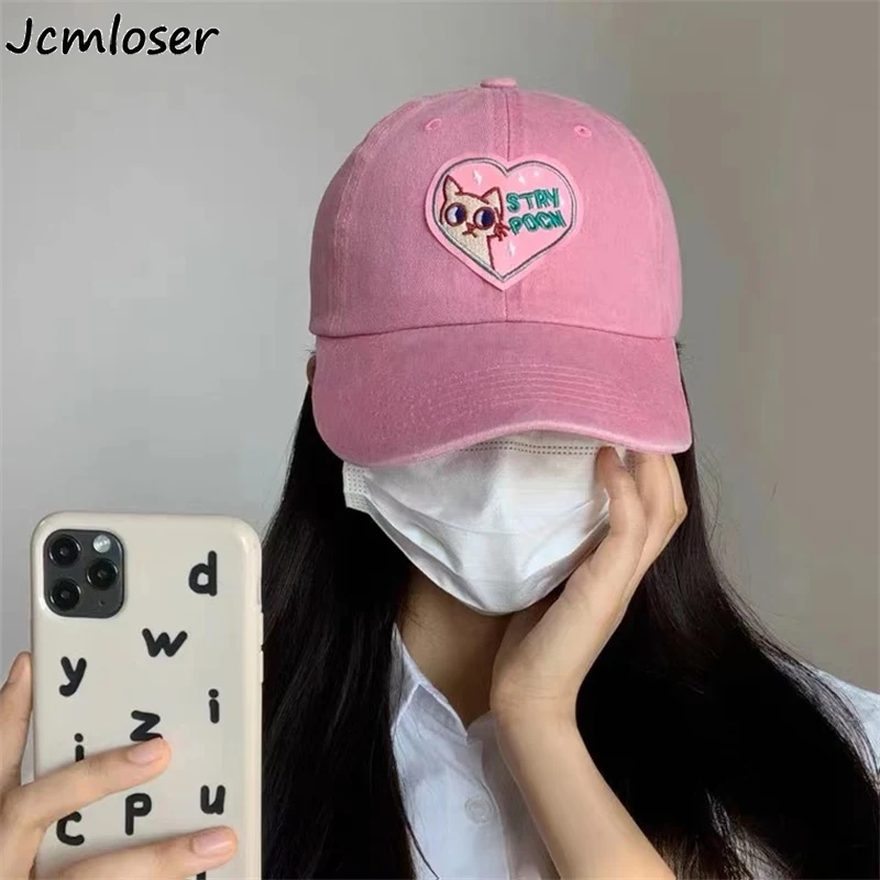 

Men and Woman's Baseball Caps Adjustable Casual Embroidered Cute cat Soft Top Caps Cotton Sun Hats Unisex Visor Snapback Hats