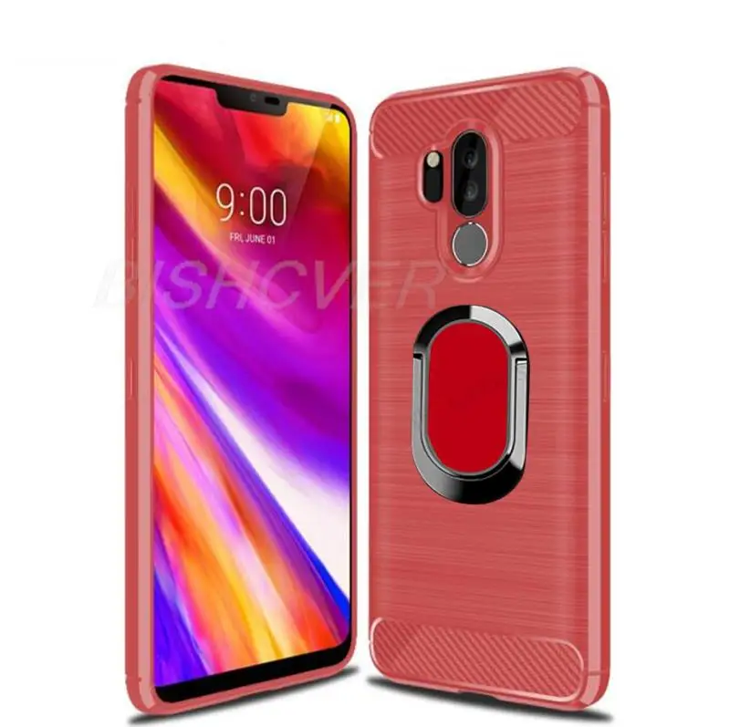 For LG G7 Thinq G7 One Brushed Carbon Fiber Soft Silicone Phone