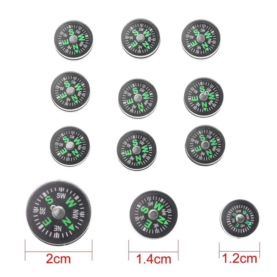 10 Bussole Mini Da Sopravvivenza – 19mm, Portachiavi, Navigazione Outdoor – Made In China
