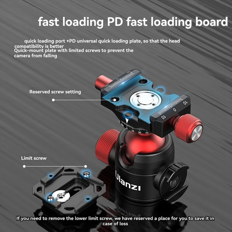 Ulanzi U-70 Panoramic Cold Boot Ball Bracket Acra Swiss+PD Quick Release 360&deg; Panoramic Most Tripods