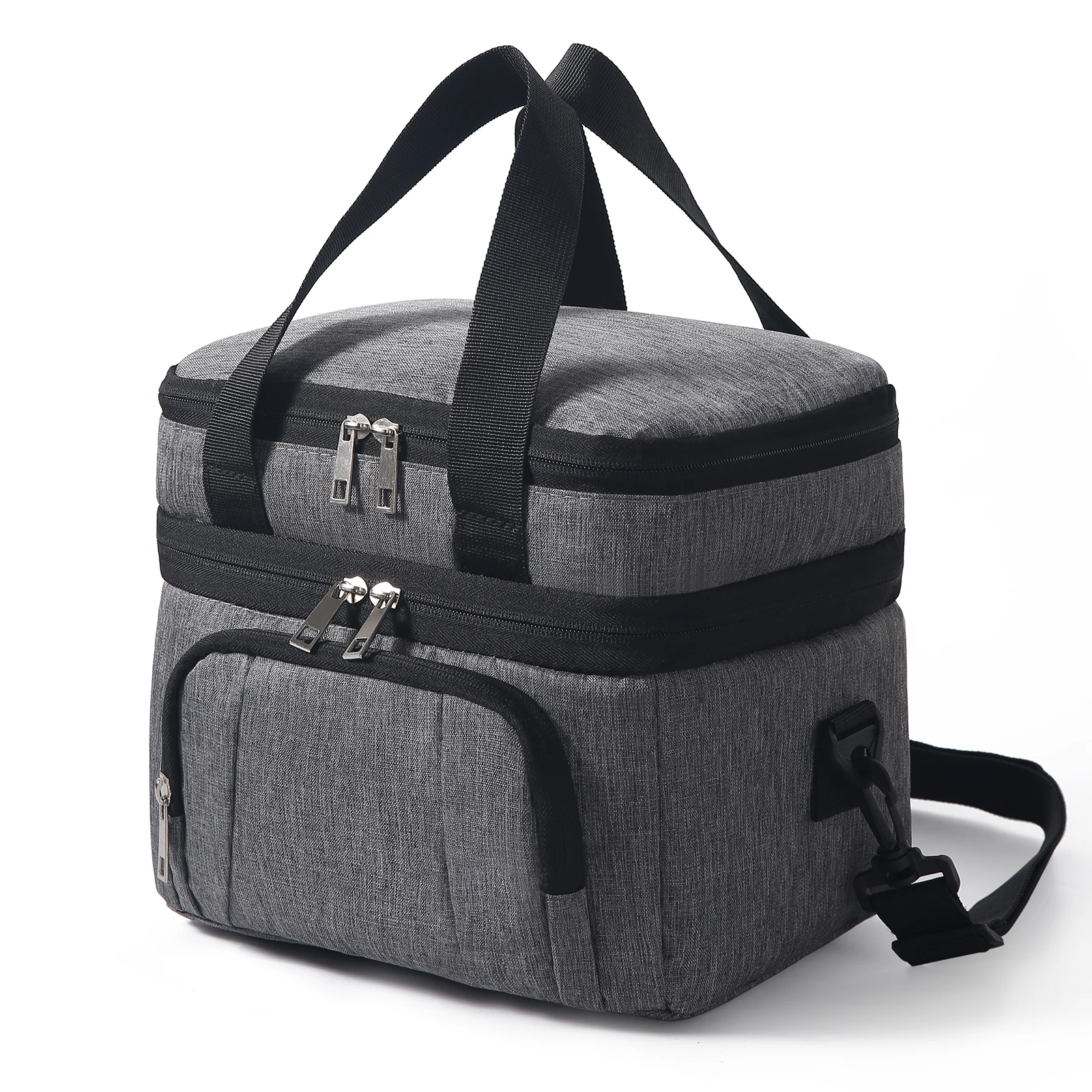 Double Insulated Lunch Bag Layer Portable Thermal Lunch Box Waterproof Picnic Heat Insulating Bag with Adjustable Strap 4