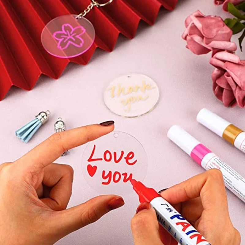 200 Pieces Clear Acrylic Keychain Disc Round Plastic Keychain Charm Blank K3KF