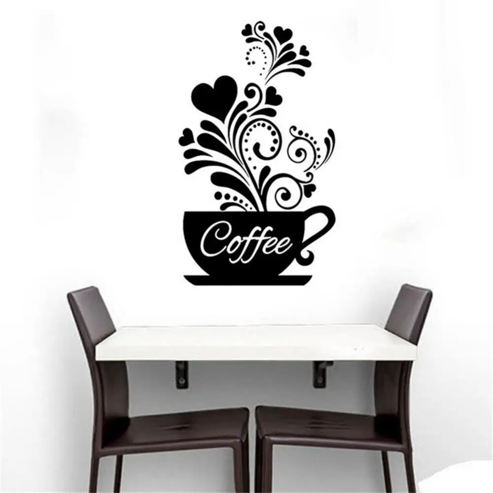 Coffee Wall Stickers Kitchen Decorative Stickers Vinyl Wall Decals DIY Home Decor Dining Room Shop Bar