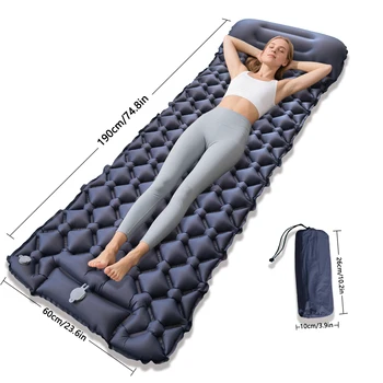 Air Mattress with Foot Pump, No Pump Needed! Quick Inflation Diamond Pad for Living Room, Guest Bed, Kids Play Mat, Camping