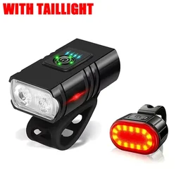 Ultra - Bright LED Bike Headlight - USB Rechargeable, Waterproof, Handlebar Light (BK02 with Taillight)