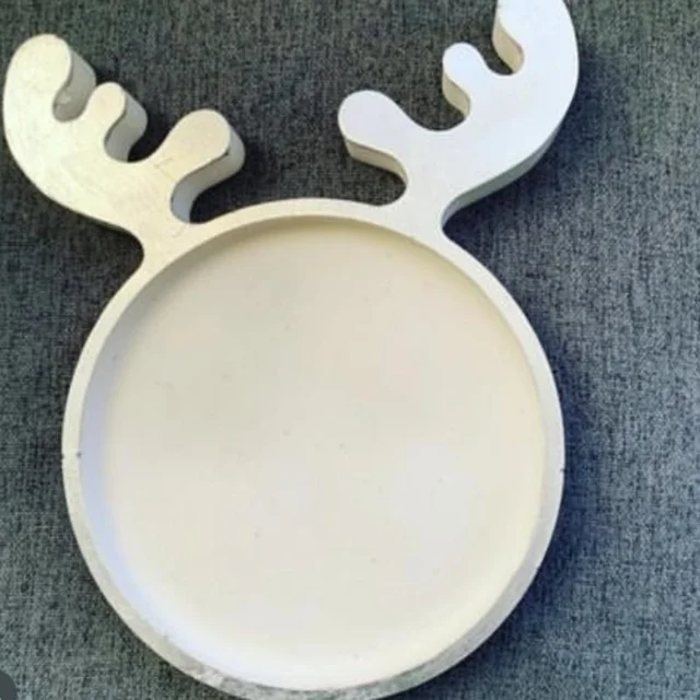 DIY Crafts Christmas Cat Elk Antlers Shaped Tray Silicone Molds Handmade Christmas Jewelry Tools Pottery Mould Home Decor 3