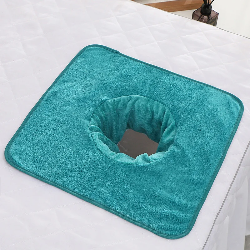 Thickened Velvet SPA Towel With Hole 35x35cm Beauty SPA Massage Table Planking Face Towel Salon Bedside Hole Towel Bed Bandana 6