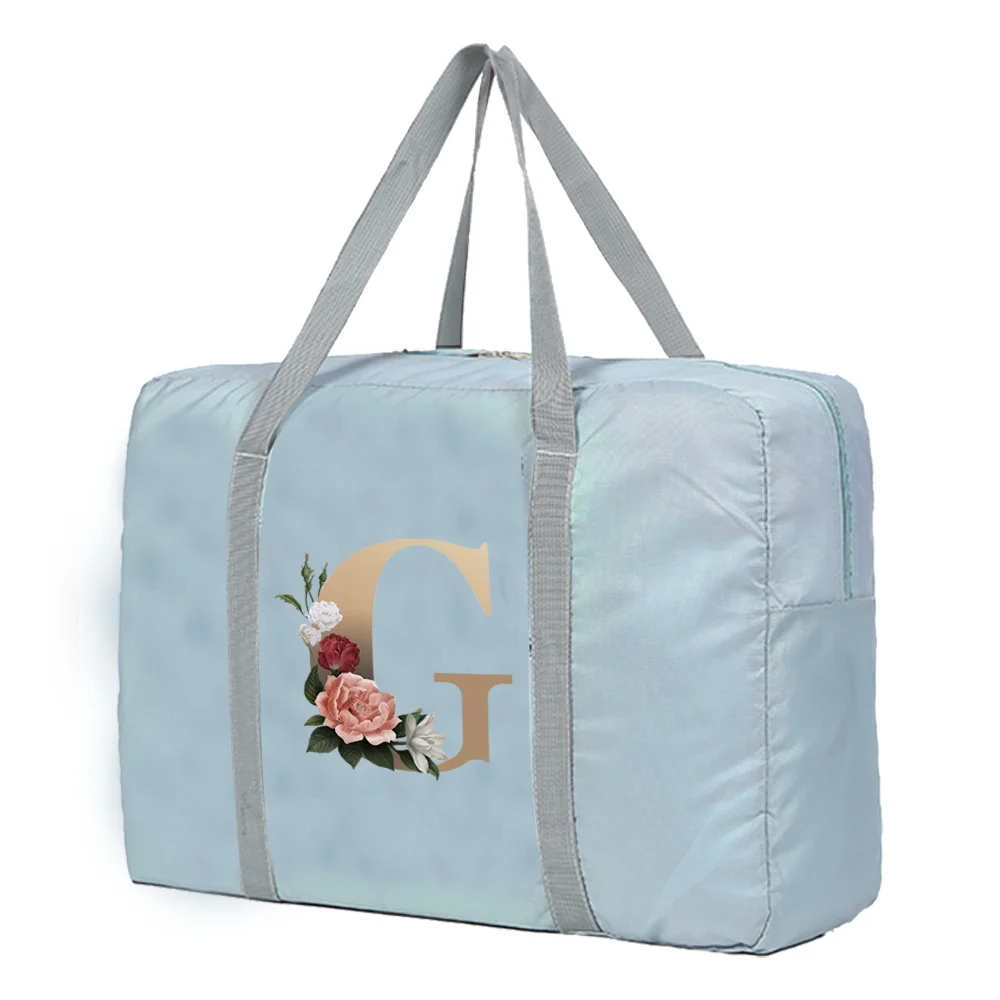 Large Capacity Travel Bag Unisex Organizers Foldable Luggage Handbags  Clothes Storage Duffle Carry on Bags Gold Lettern Series