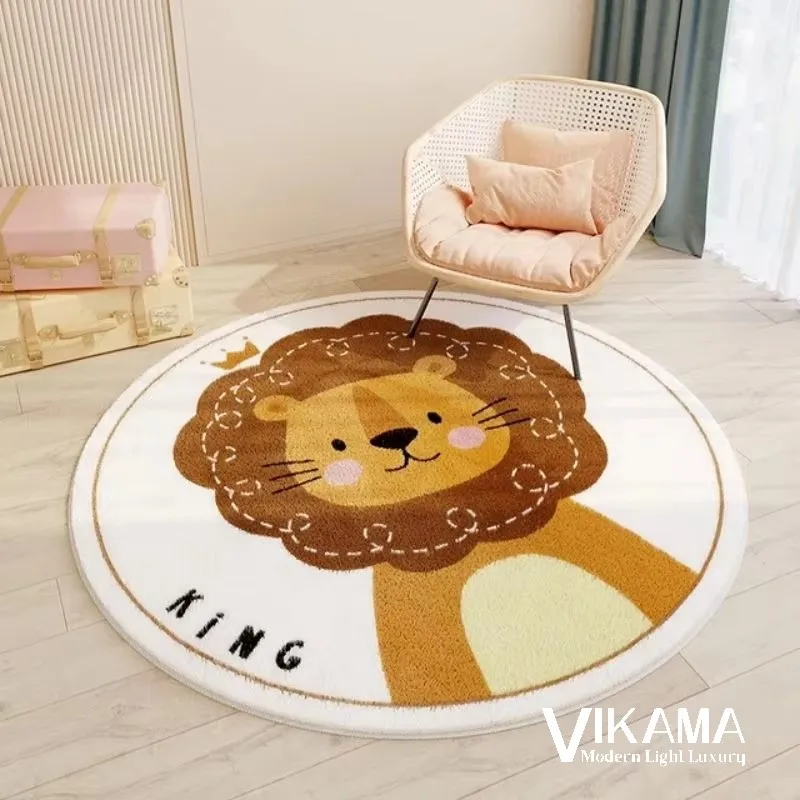 Carpet Lion Cartoon Anti Slip Bedroom Living Room Children's Round Floor Mat