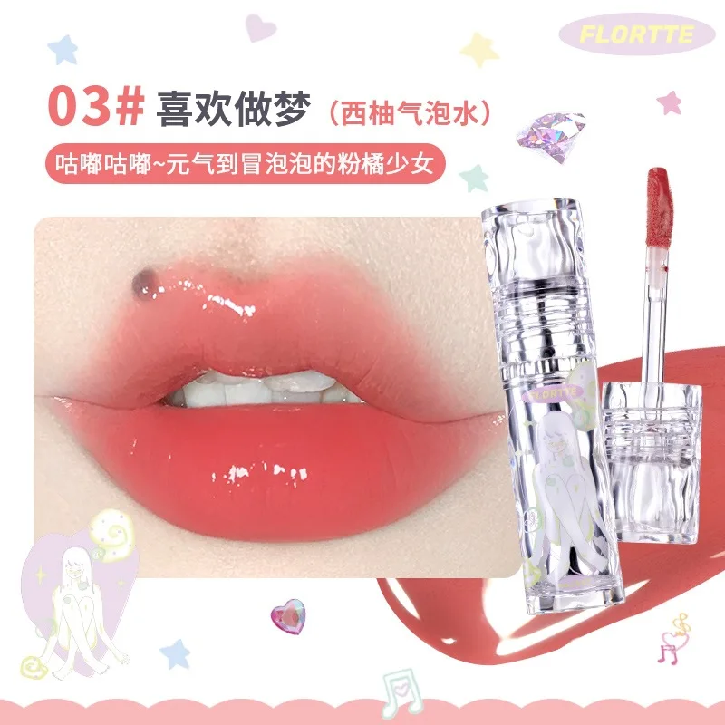 FLORTTE Lip Paint Wackky Series Lip Gloss Mirror Lipstick Lip Gloss Non-Sticky Lip Glaze Lip Lacquer Mirror Watery Cosmetics Hot 6