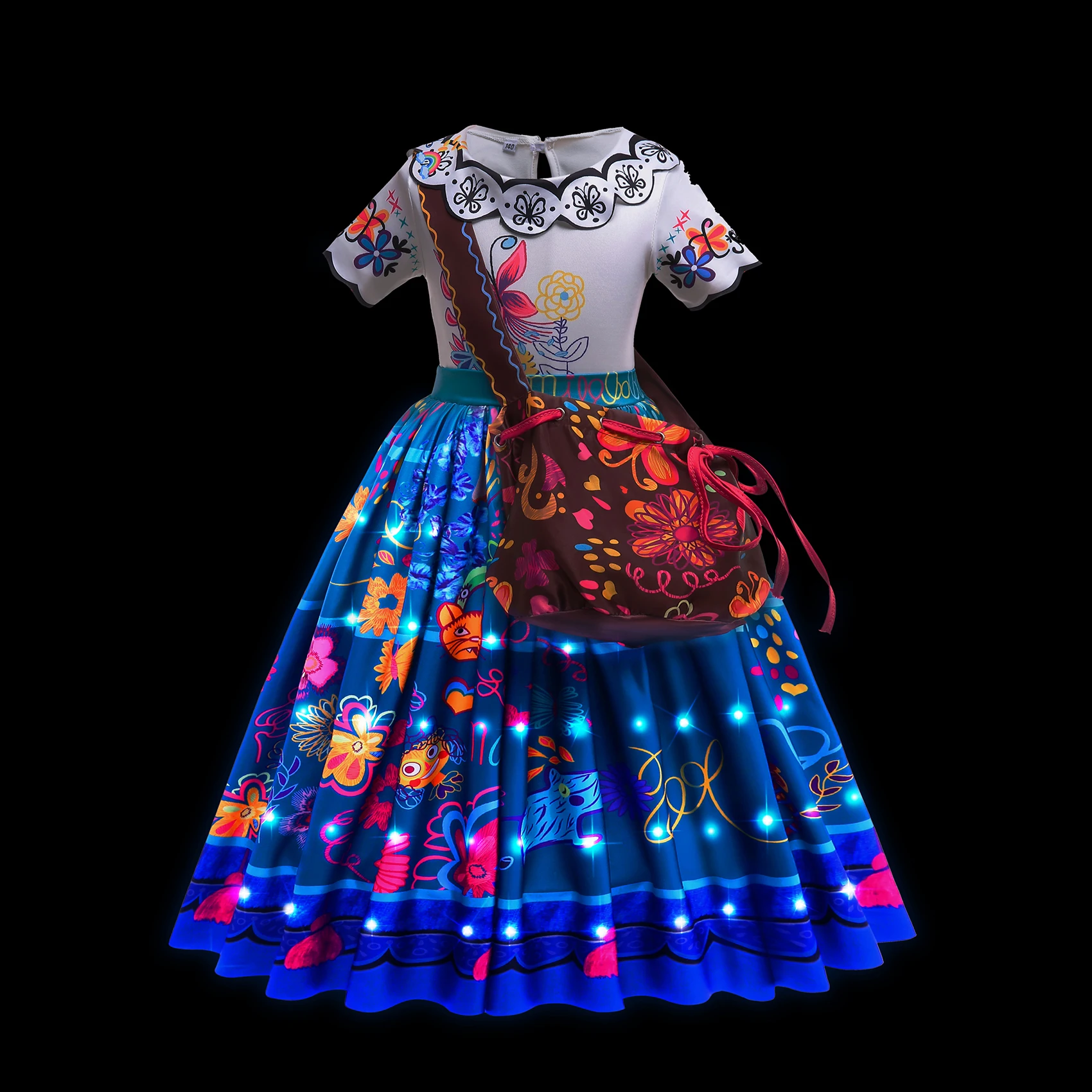 thumbnail image 5 of Disney-disfraz de princesa Tinker Bell con luz LED para niñas, vestido de Hada de flores verdes, elfo, caramelo, mariposa brillante, fiesta de Halloween, 5 of 5