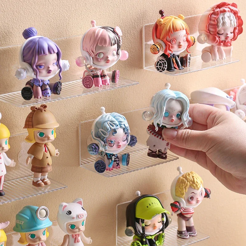 Self-Adhesive Transparent Acrylic Wall Mounted Figures Display Storage Rack DIY Toy Stand 2
