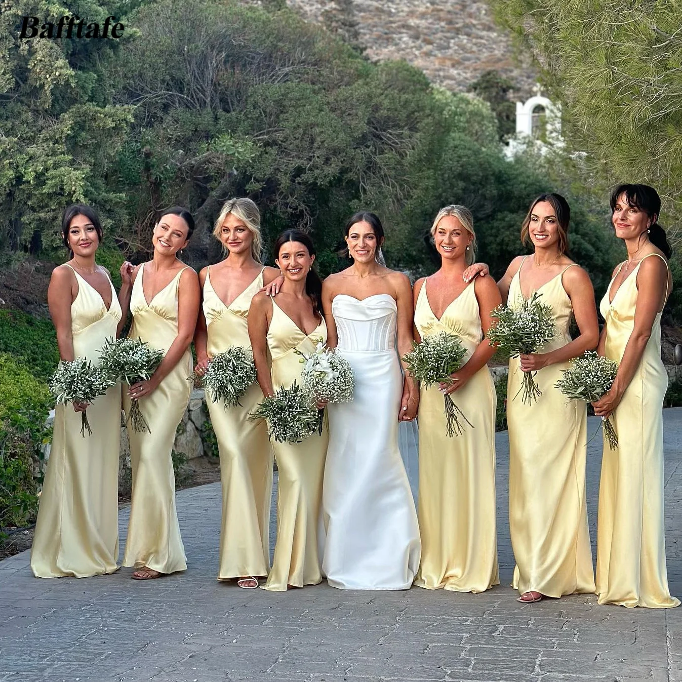 BafftafeSimpleYellowSilkSatinBridesmaidDressesWomenWedding — free download