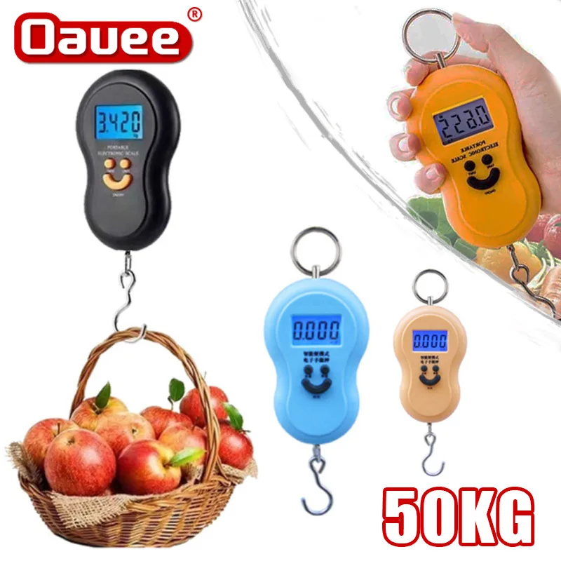 Oauee 50Kg Mini Digital Scale For Fishing Luggage Travel Weighting Kitchen  Steelyard Hanging Electronic Hook Scale KG/LBS/JIN/OZ