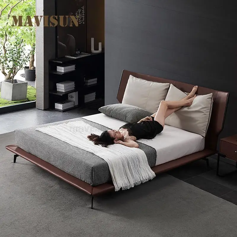 Italian Bed Modern Double Soft And Comfortable Simple High-End Designer Minimalist 2m Size Bed Master Bedroom Nordic Luxury