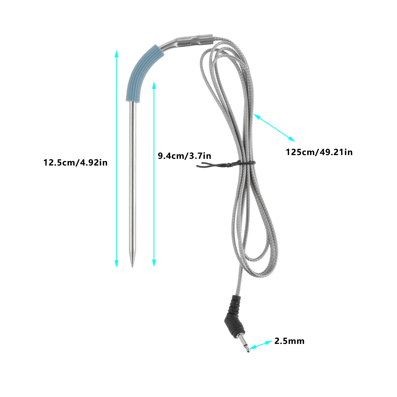 2Pcs Stainless Steel Grill Probe Fit for Weber Igrill 2,Igrill Mini,Igrill 3 with 2 Probe Clip Holders Replace Temperature