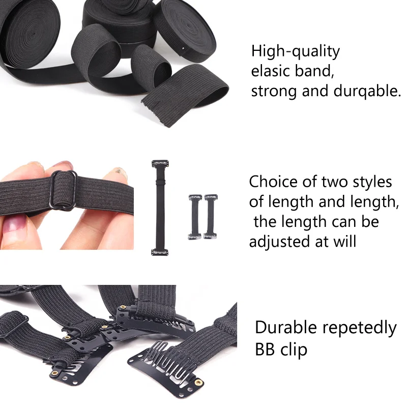 Wide Invisible Eye Lift Tape Adjustable Instant Elastic Face Lift Band With Clips Thin Lift Hair Band Magic Elastic Band Bb Belt