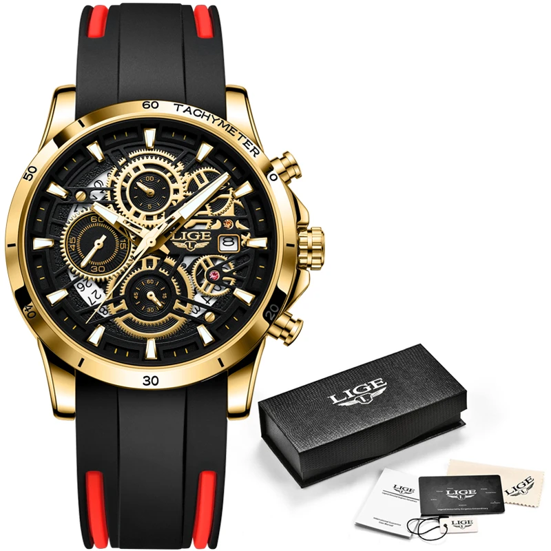 LIGE 2023 Fashion Watches For Women Ladies Luxury Brand Quartz Silicone Watch Women Casual Waterproof Chronograph Female Montre