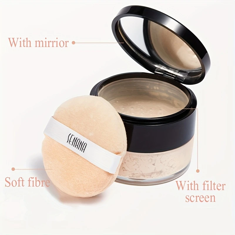 Hydrating Flawless Setting Powder,Natural Nude Finish Oil Control Strong Concealer for All Skin Types Fine Powdery Face Makeup - 5