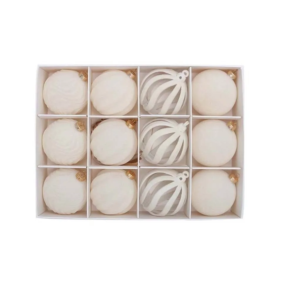 12pcs Plastic Christmas Balls Pendants Shatterproof Special-shaped Christmas Ornaments Star Electroplated Xmas Tree Toppers