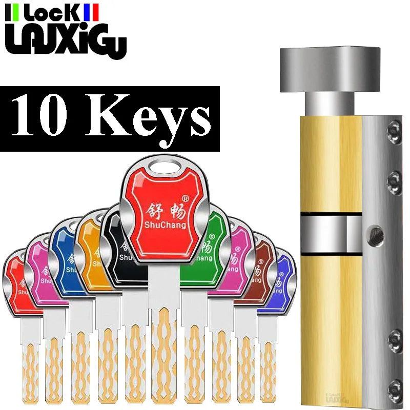 10 colorful keys door lock cylinder for outdoor entry door