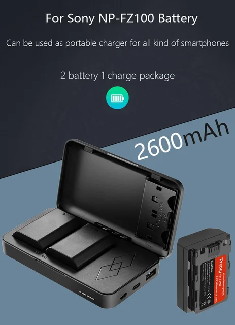 ENEGON Batería de repuesto NP-FZ100 y cargador de batería A7iii para Sony  A7 III, Sony Alpha A7R III, A7R IV, A9, A6600, Alpha 9, Alpha 9S, A9S
