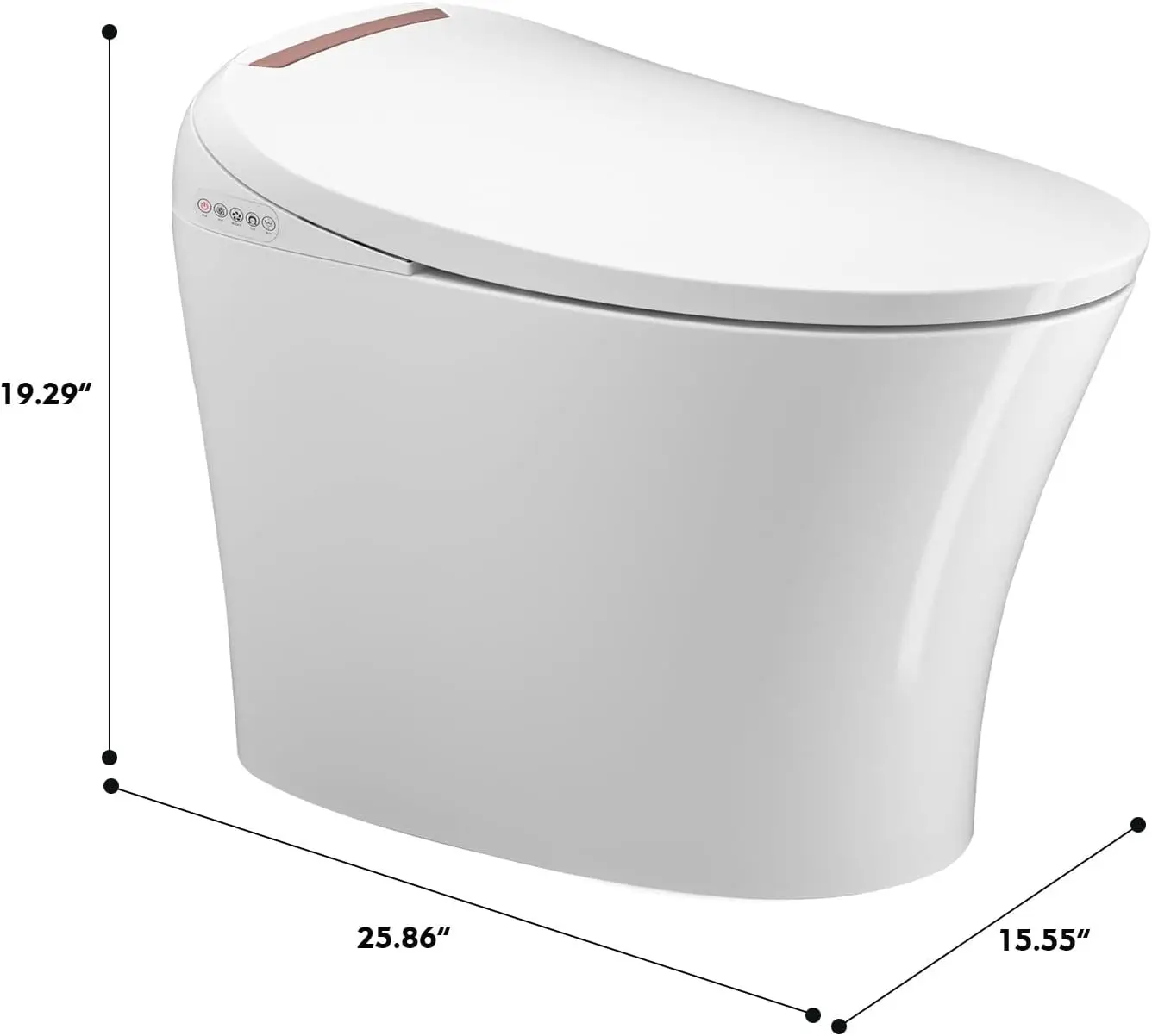 Smart Toilet Bidet Heated Seat  Integrated Multi Function, Tankless Toilet Smart Bidet Automatic Flushing Remote Control 5
