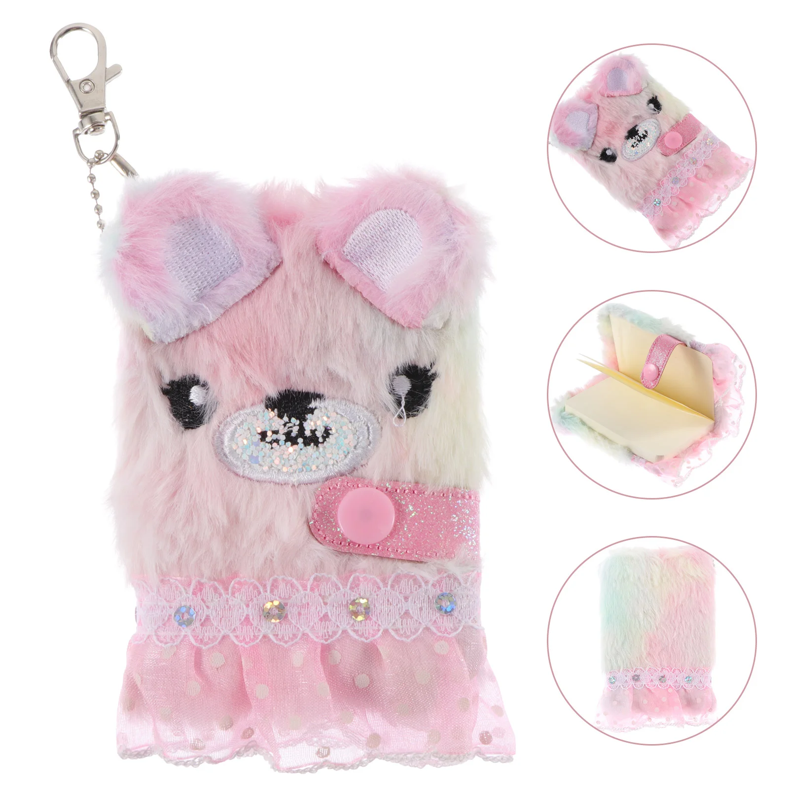 

Plush Diary Mini Spiral Notebook Cat Pocket Animal Fluffy Student Notebooks for Kids