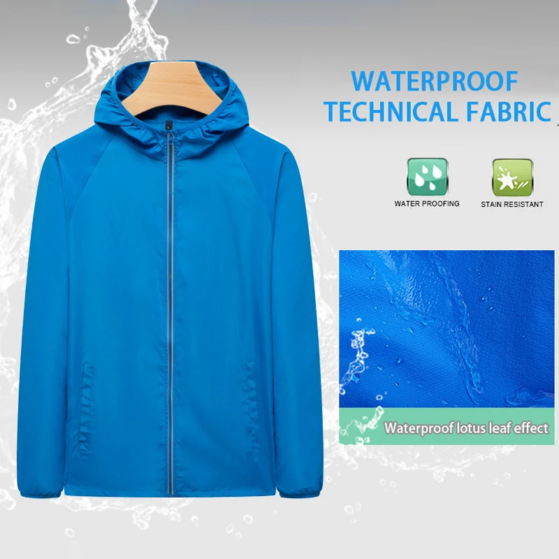 Outdoor Sport Jacket Men Women Hiking Camping Trekking Quick Dry Windbreaker Sun-Protective Waterproof Rain Coat 7XL