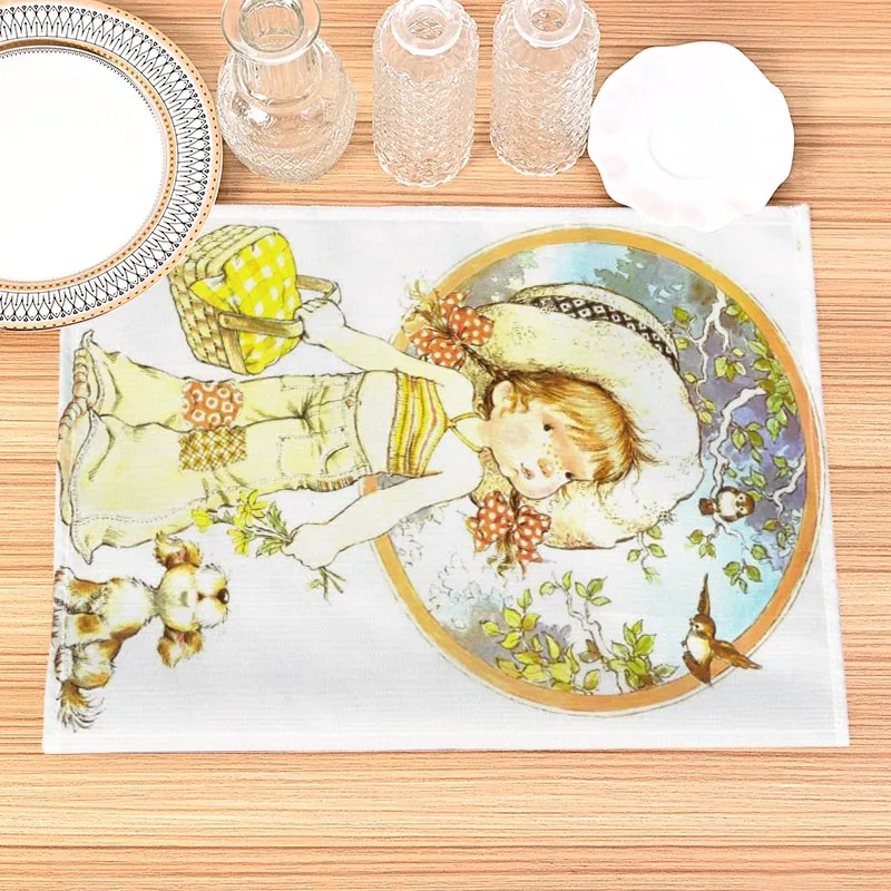 Lot De 3 Coupons De Tissu Vintage Sarah Kay - Motifs Enfants - Lavés, En Bon état