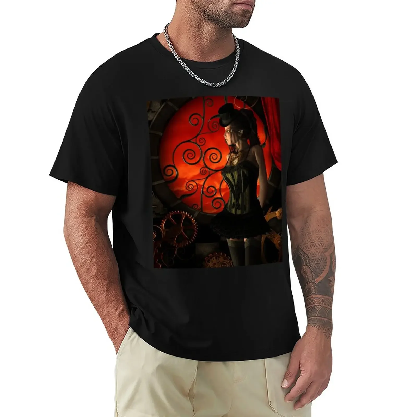 Steampunk, Meravigliosa Maglietta Steampunk Lady Blanks Nuova Edizione Per Magliette Vintage Da Uomo Ragazzo