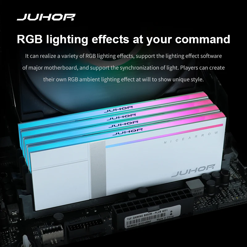 新品 JUHOR 16GB×2枚 DDR5-6800 ホワイト 32GB メモリ Juhor-ヒートシンク付きDIMMデスクトップメモリrgb ddr5,16gb