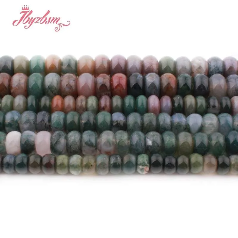 

Natural Indian Agates Rondelle Multicolor Stone Beads For Jewelry Making DIY Necklace Bracelet Loose Strand 4x6/5x8/6x10mm 15"