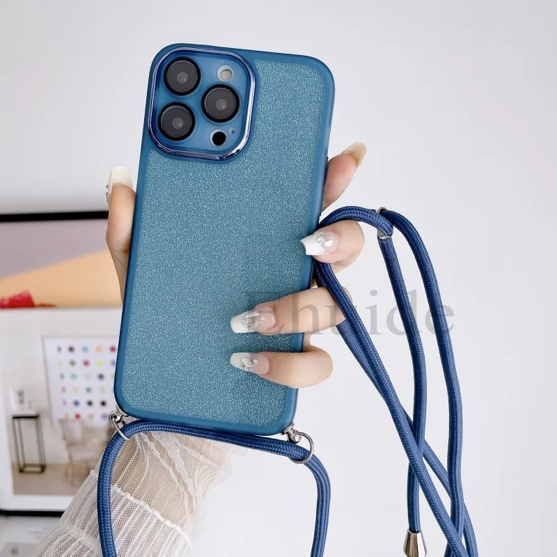 Luxury Crossbody Strap Neck Lanyard Case with Lens Protect and Glitter Finish