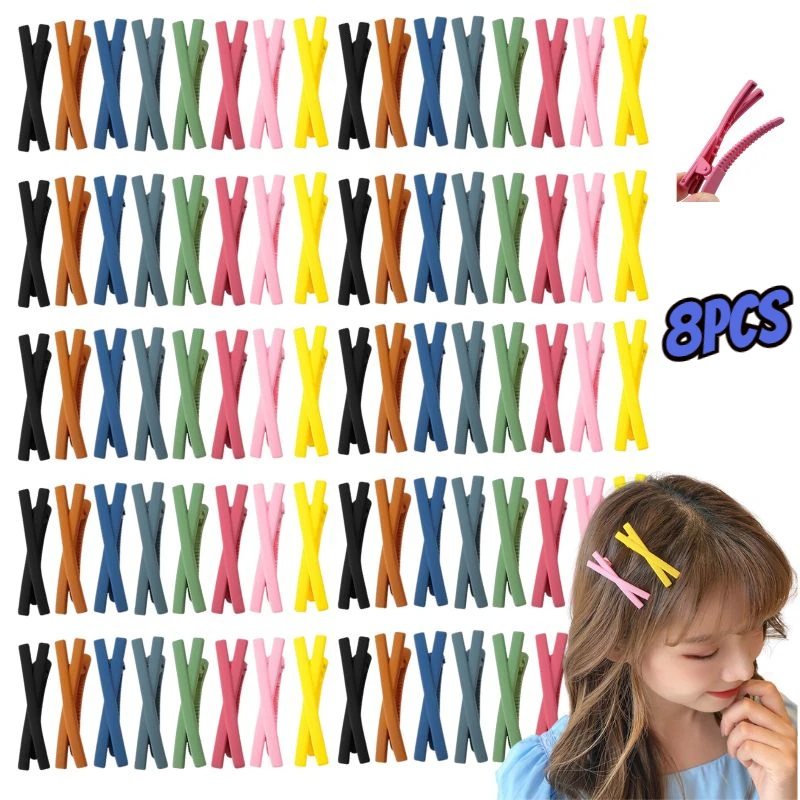 8pcs/lot Colorful Crossed Hair Clips for Women Girls Fashion Simple Scrub Duckbill Clip Hairpin Female Hair Accessoires Headwear new 8pcs lot for 43 lcd tv le43m3570 60 43pft4002 43dl4012n 43pfs4062 60 k430wdk3 43puh6002 96 43dl4012n 62 43pfs4012