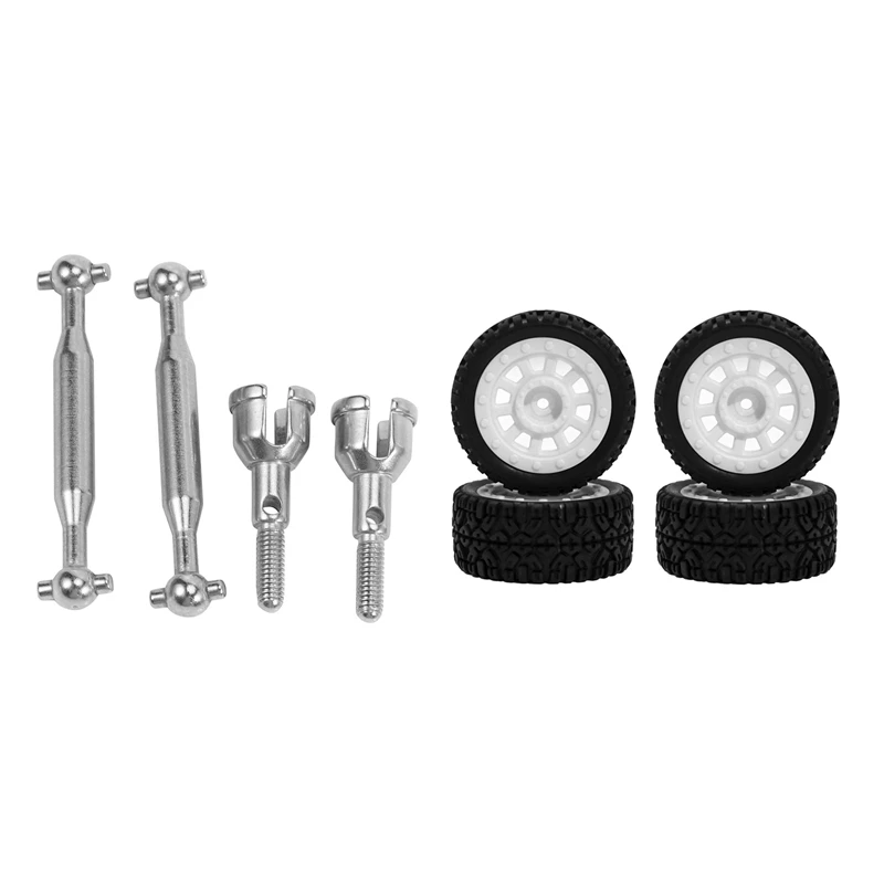 

2 Set RC Car Part: 1 Set RC Car Wheel Tires Tyres & 1 Set Metal Rear Drive Shaft Dogbone