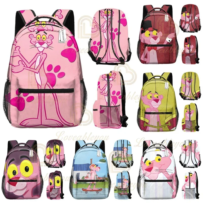Disney Pink Panther Mochilas Zaino Colorato Per Bambini 3D Cartoon Zainetto Per La Scuola Primaria Anime Figure Combo Laptop Bag