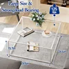 Glass Coffee Table Square Coffee Table for Small Space,Tempered Glass-top with Sturdy Metal Frame,Easy Assembly 2