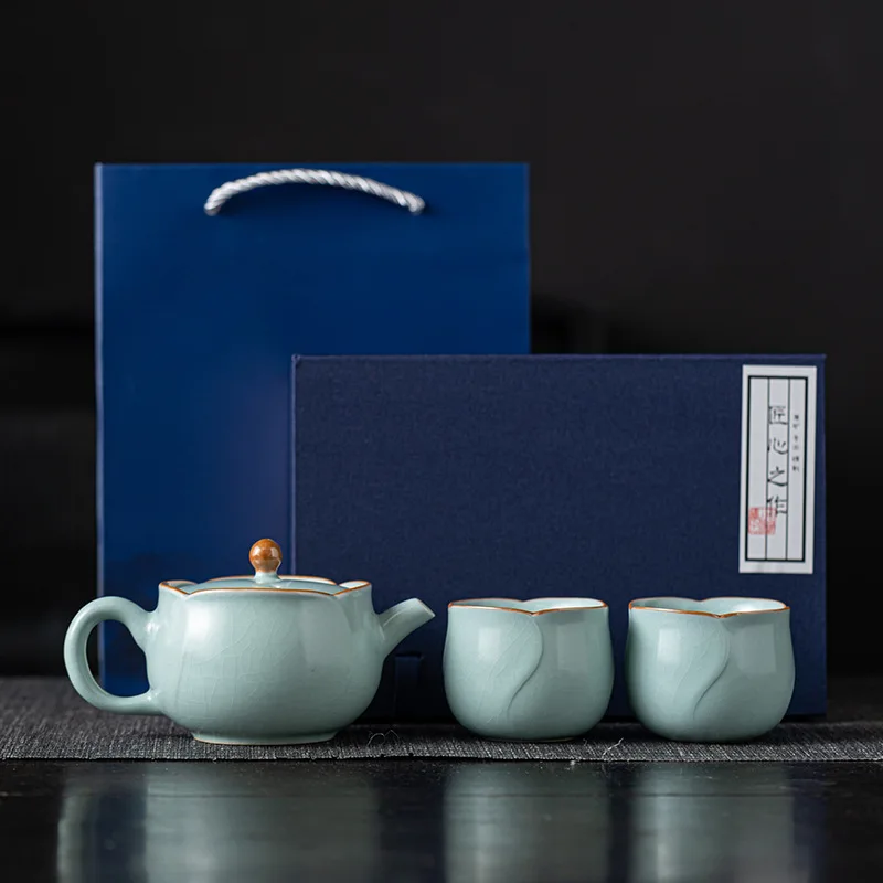 

Один горшок, две чашки, чайный сервиз из России, чайная чашка, керамический чайный сервиз, Женская Роскошная Подарочная коробка из искусственной кожи