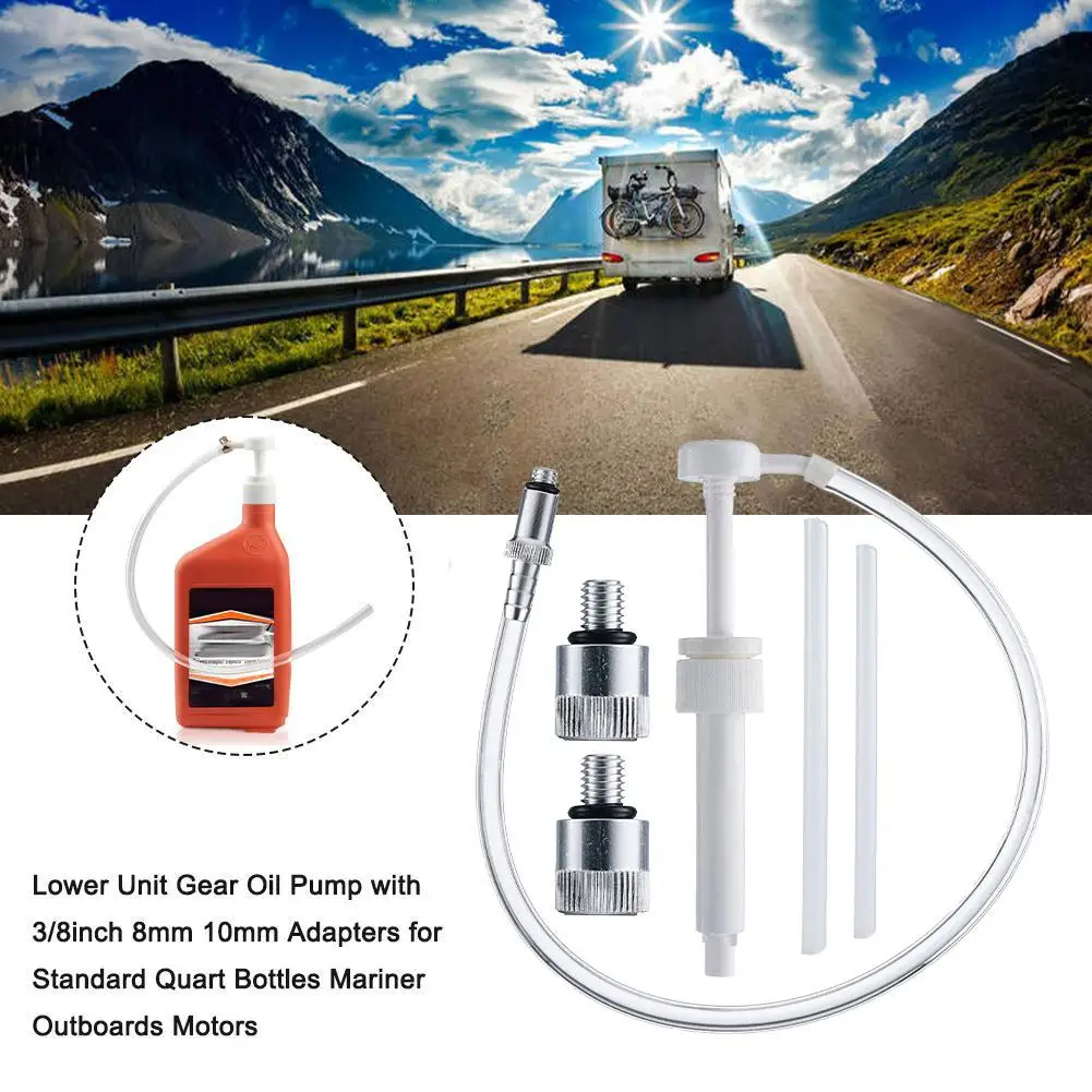 Lower Unit Gear Oil Pump With 3/8" Metal Swivel Head For Standard Quart Bottles For Most Marine Boat Outboard Motors
