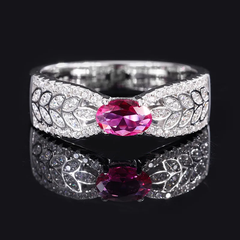 S925 Full body Silver Colorful Treasure 4 * 6 Simple Retro Diamond Women's Ring